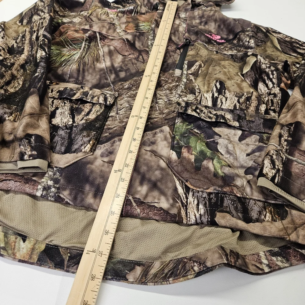 Womens Cabelas Large Mossy Oak Camo Hooded Full Zip Pink Accents Scent Factor - Picture 7 of 11